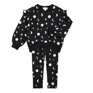 New Miles the label girl's black celestial sweatshirt and leggings set 18 months